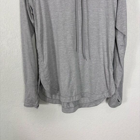 Athleta Heathered Grey Hooded Pullover Long Sleeve Top - Picture 4 of 6